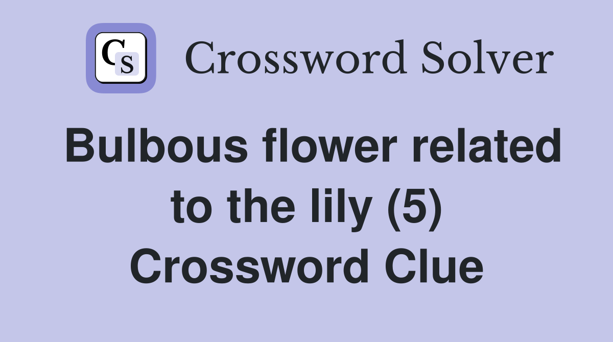 Bulbous flower related to the lily (5) Crossword Clue Answers